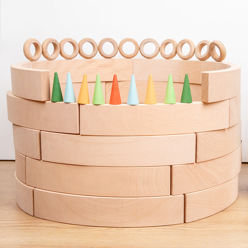 **Pre-order (Ships in 3-4 Weeks)**12 Pcs Large Curved Natural Wooden Building Blocks