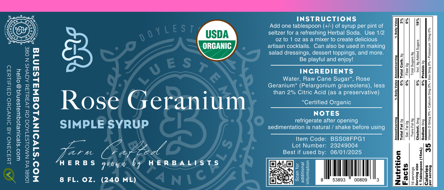 Simple Syrup, Rose Geranium, ORG