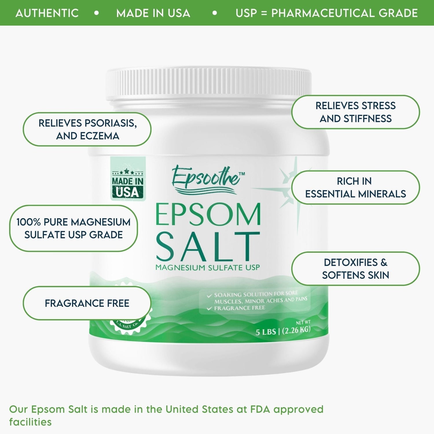 Epsoothe™ Epsom Salt Jar (5 lb)
