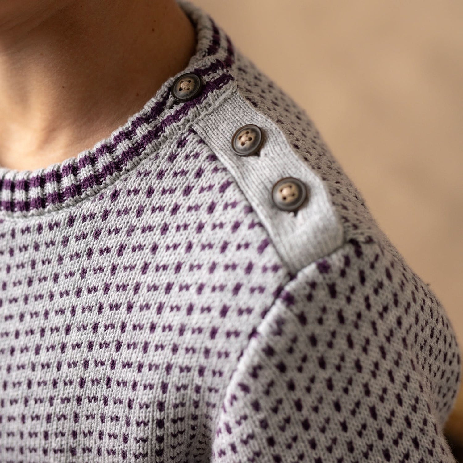 Organic Intarsia Crew Neck Sweater