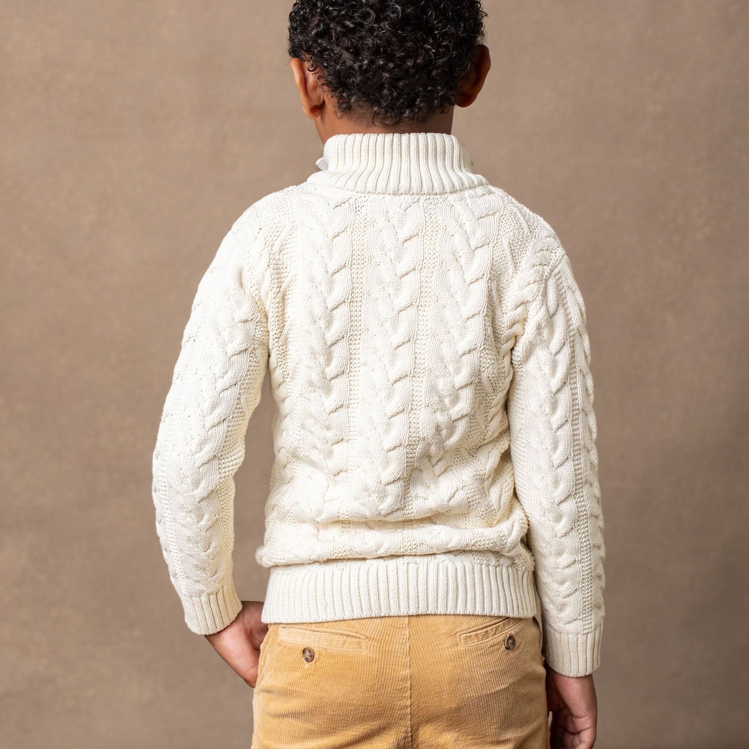 Organic Mock Neck Cable Sweater