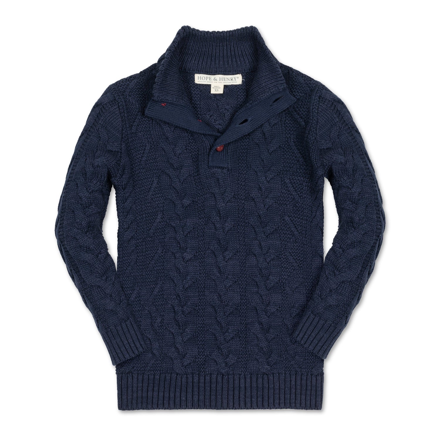 Organic Mock Neck Cable Sweater