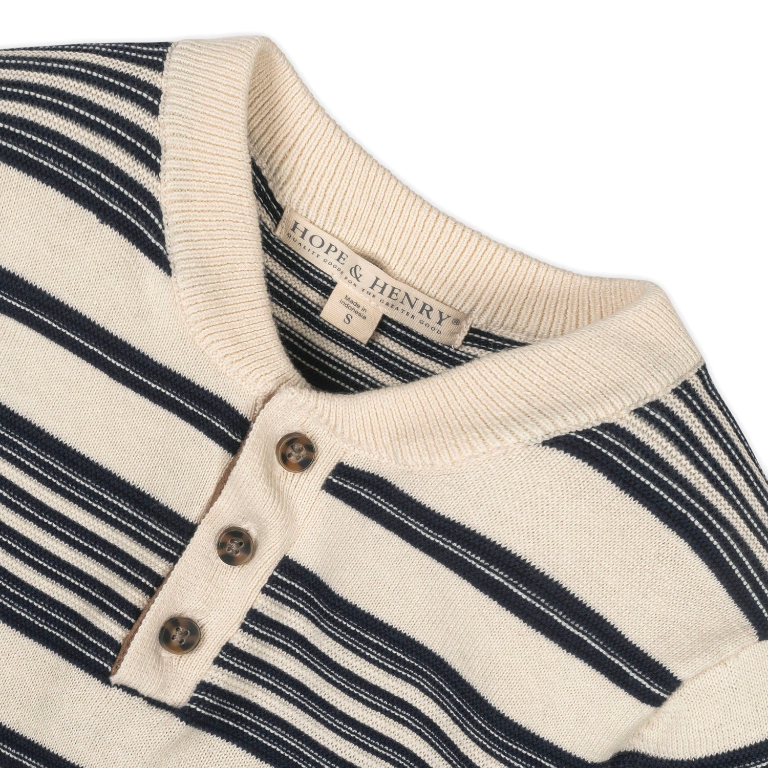 Organic Sweater Henley with Elbow Patches