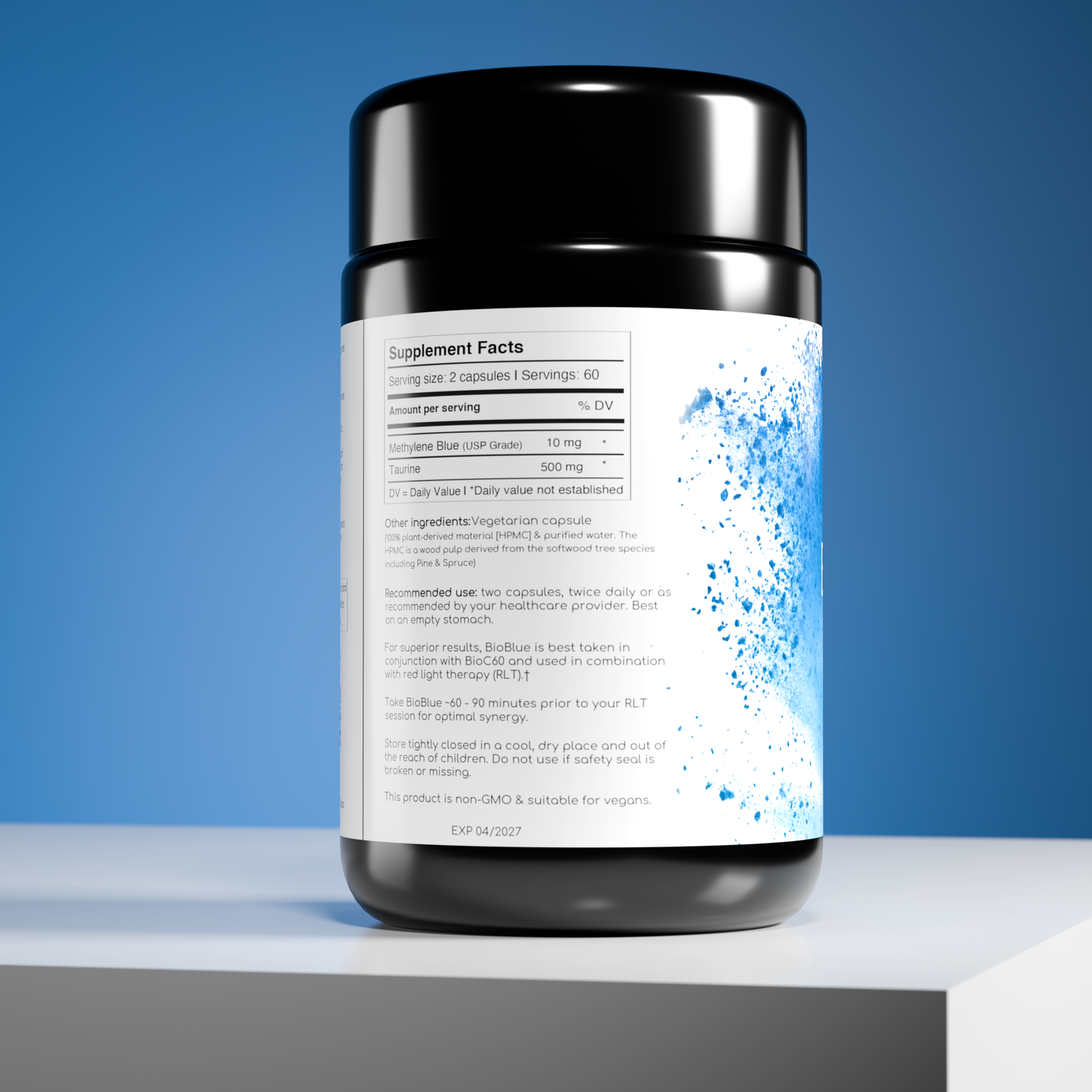 BioBlue Capsules | Methylene Blue Supplement - Support Brain Health & Mitochondrial Function | Red Light Therapy Synergist - USP Grade