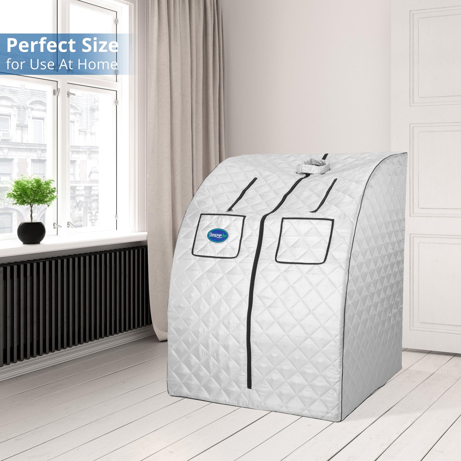 Oversized Portable Steam Sauna for Weight Loss, Detox & Relaxation at Home, Chair Included - Silver
