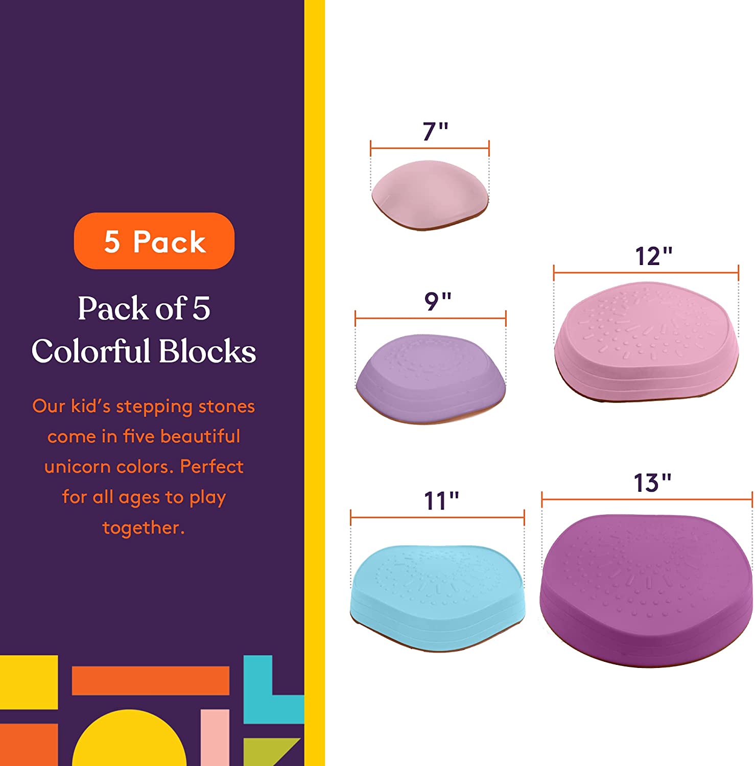 Stepping Stones (Unicorn Colors): 5 Piece Set