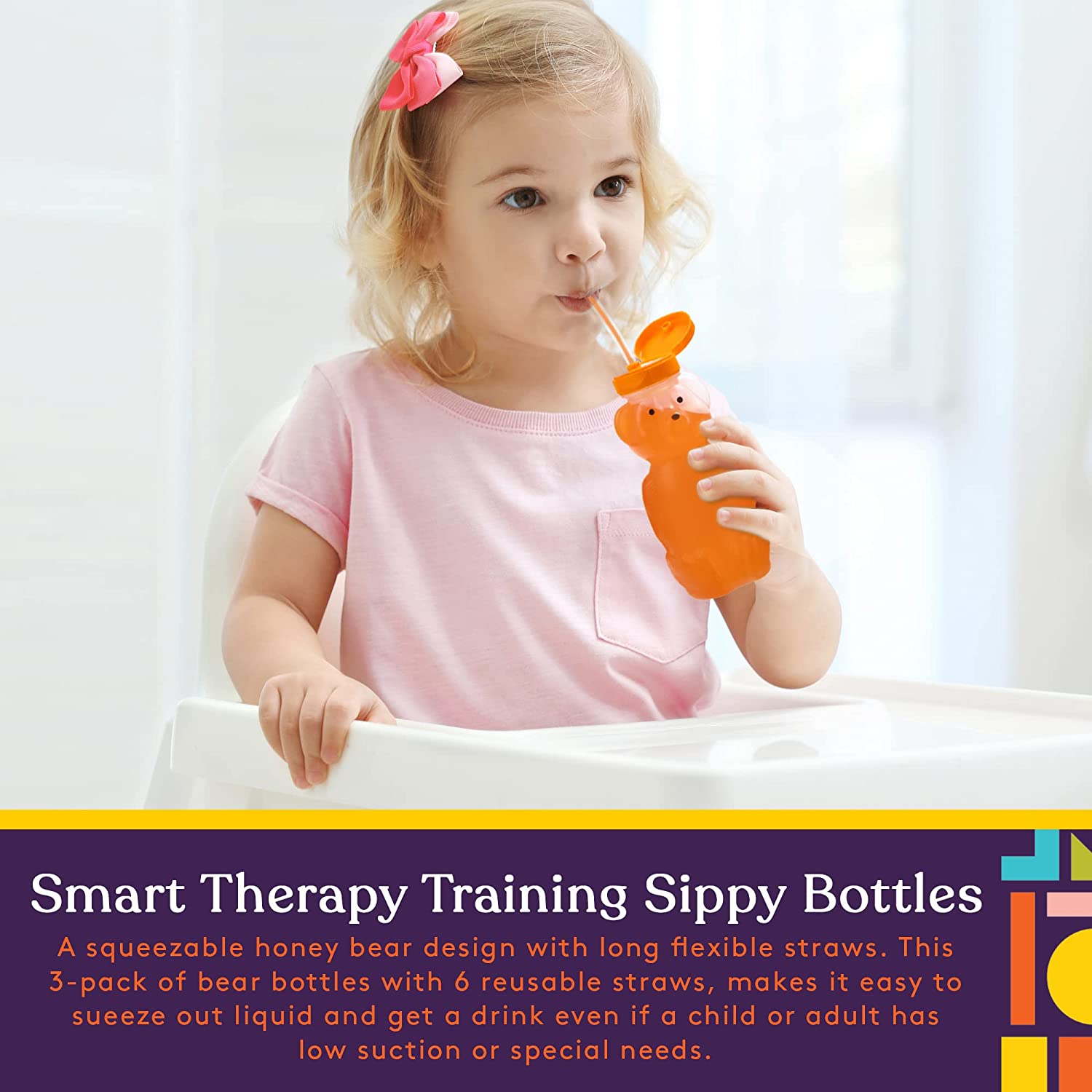 Juice Bear Bottle with Long Straws (8oz)