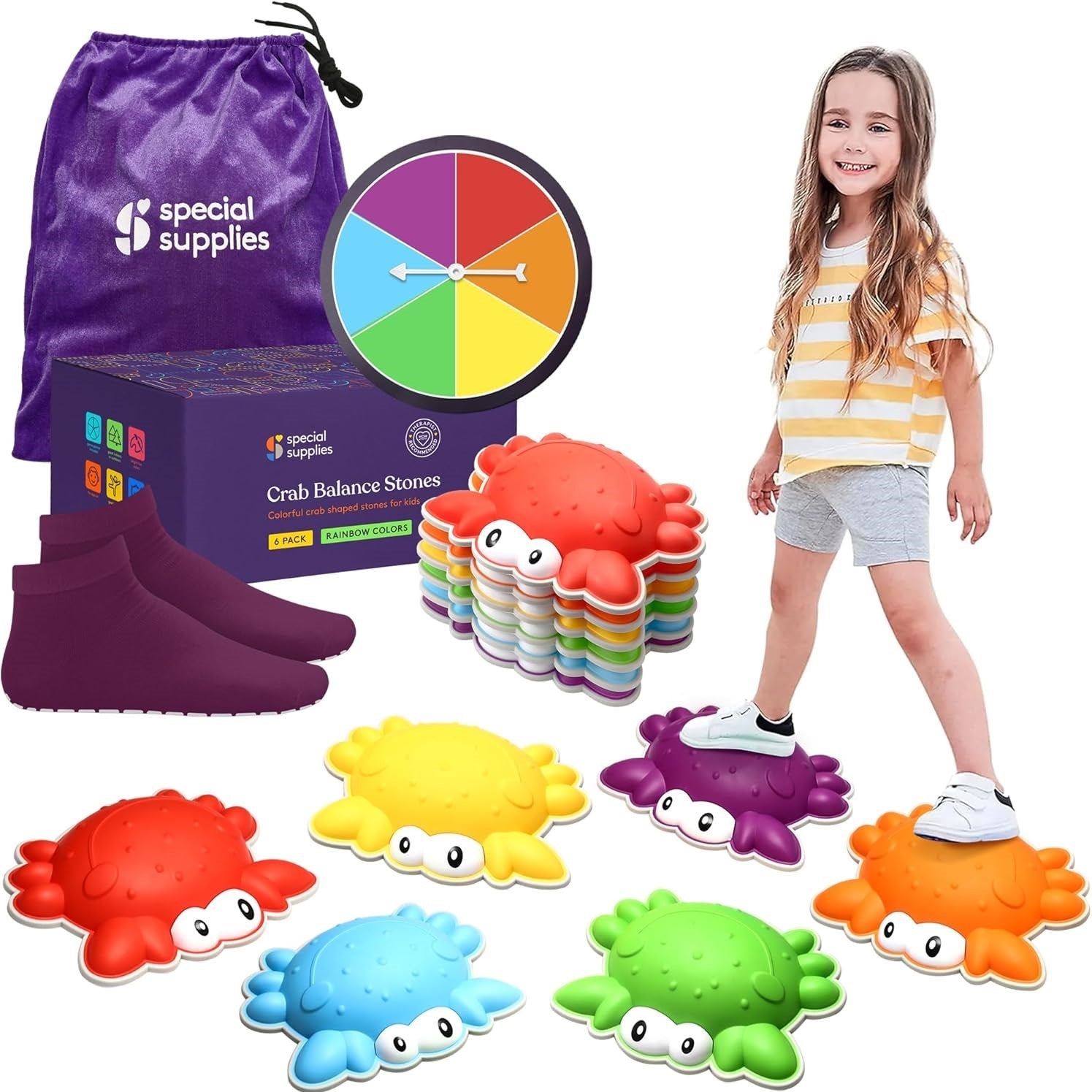 Crab Stepping Stones (Multi-Color): 6 Piece Set