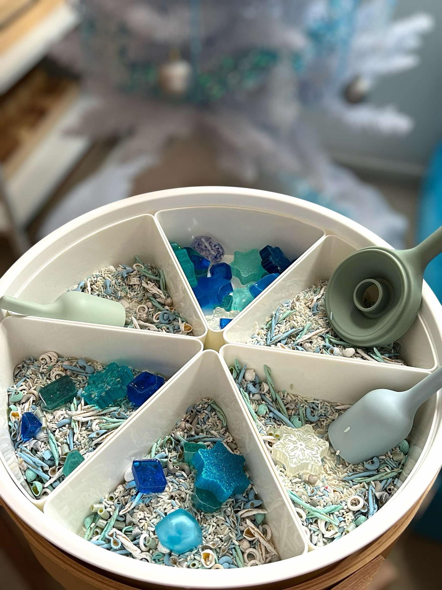 Sensory Play Tray with Removable Compartments and Lid