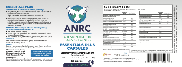 ANRC Essentials Plus Capsules 180 ct - Canada (Also available from our distributor in Canada - see description)