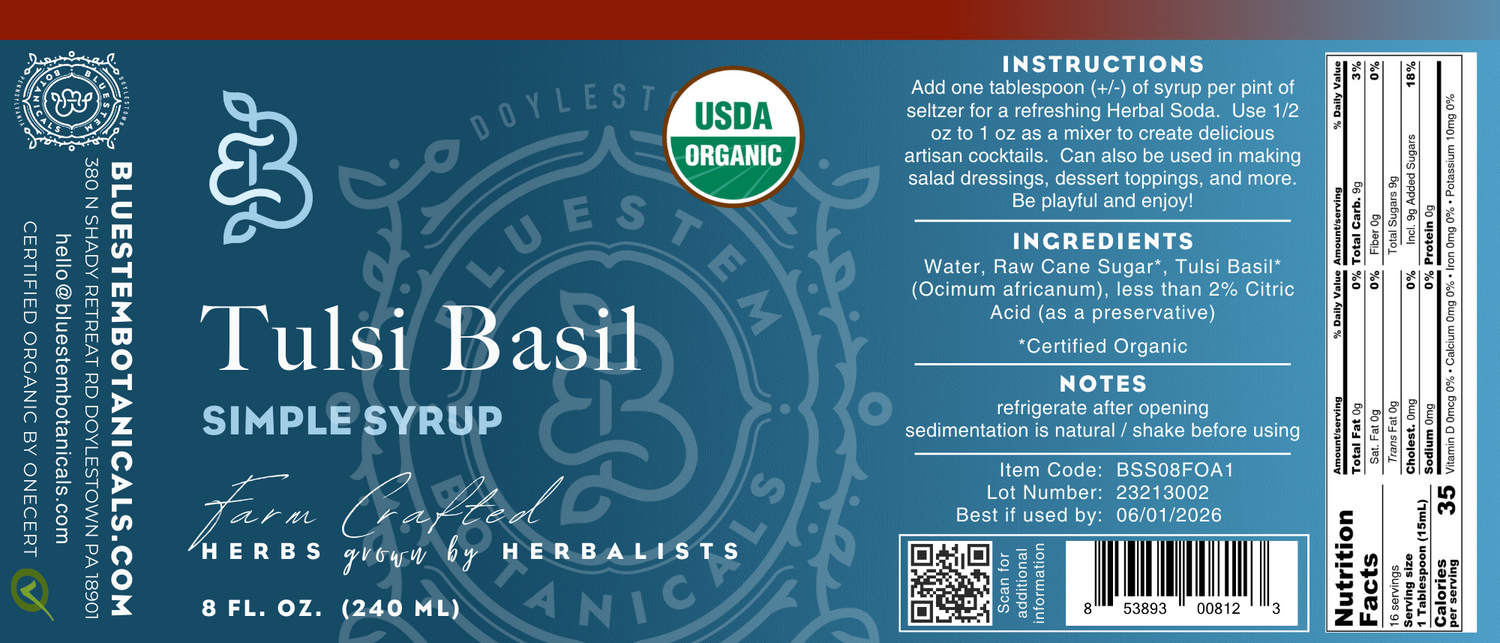 Simple Syrup, Tulsi Basil (Temperate), ORG
