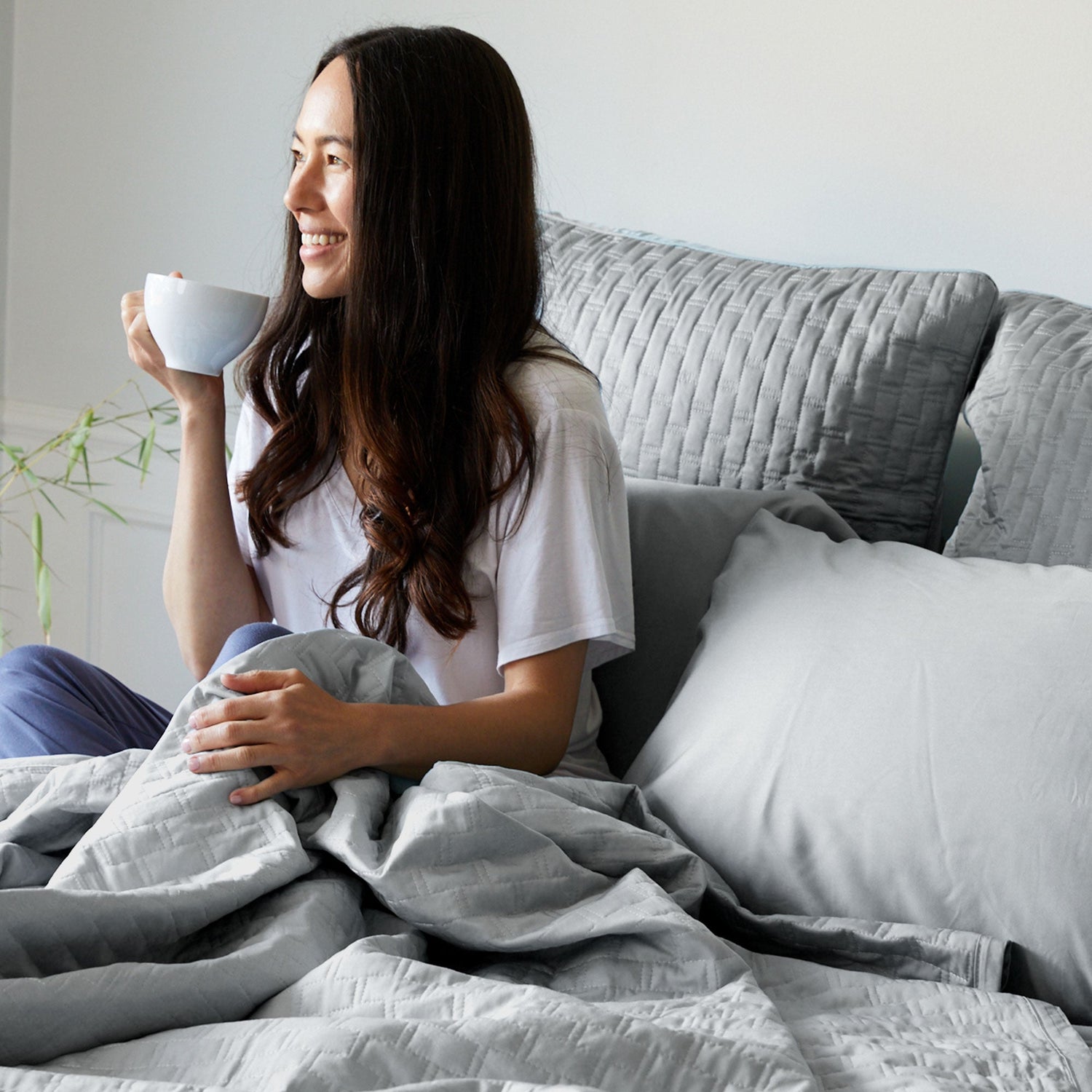 Bamboo Quilted Euro Sham 1 Piece - Stone