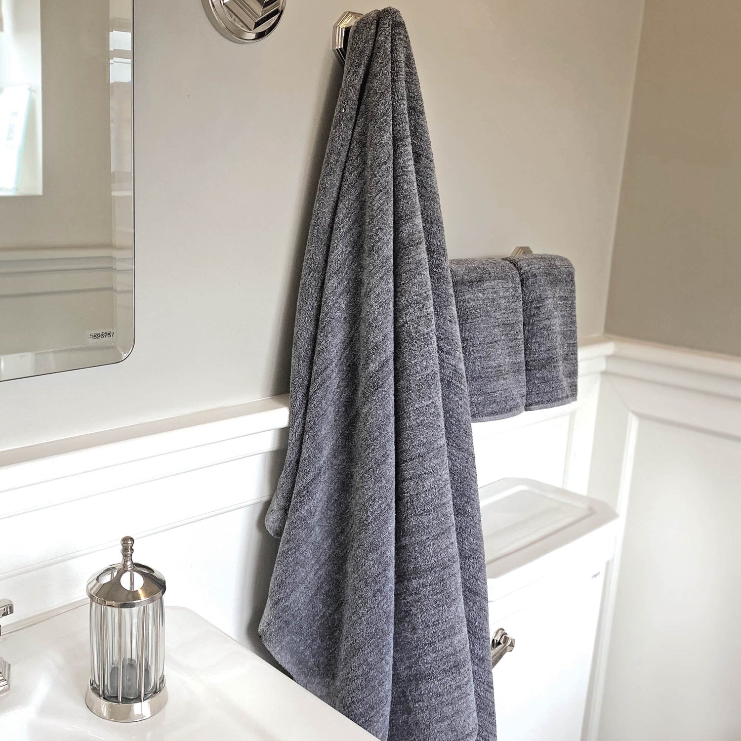 Melange Bamboo Hand Towel 2-pc Set - Charcoal