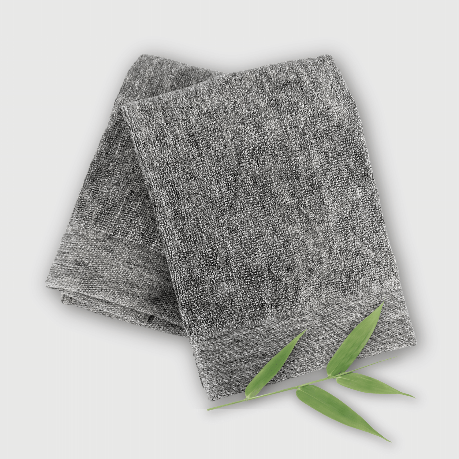 Melange Bamboo Hand Towel 2-pc Set - Charcoal