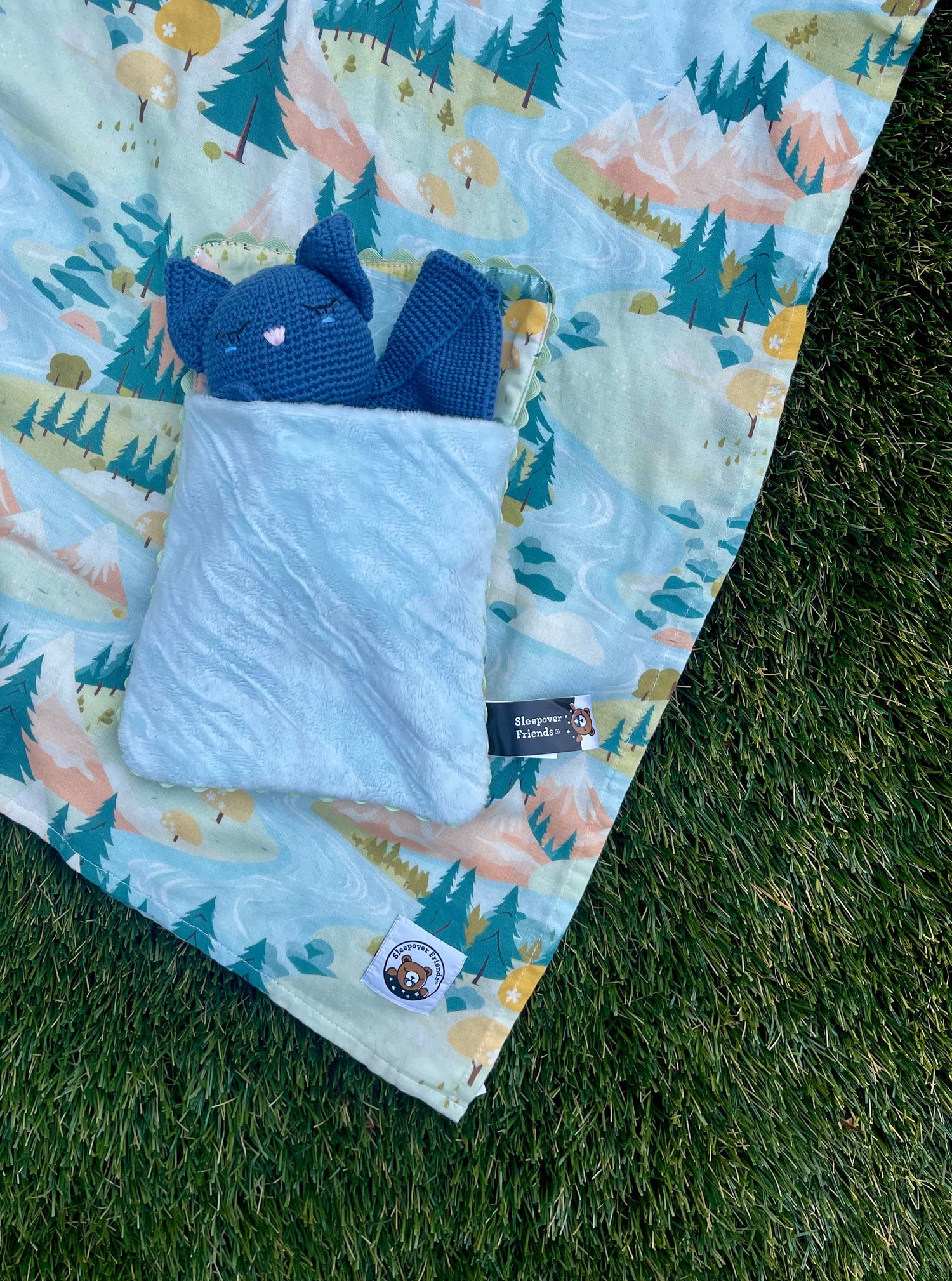 Enchanted River everything blanket with Bat in matching sleeping bag