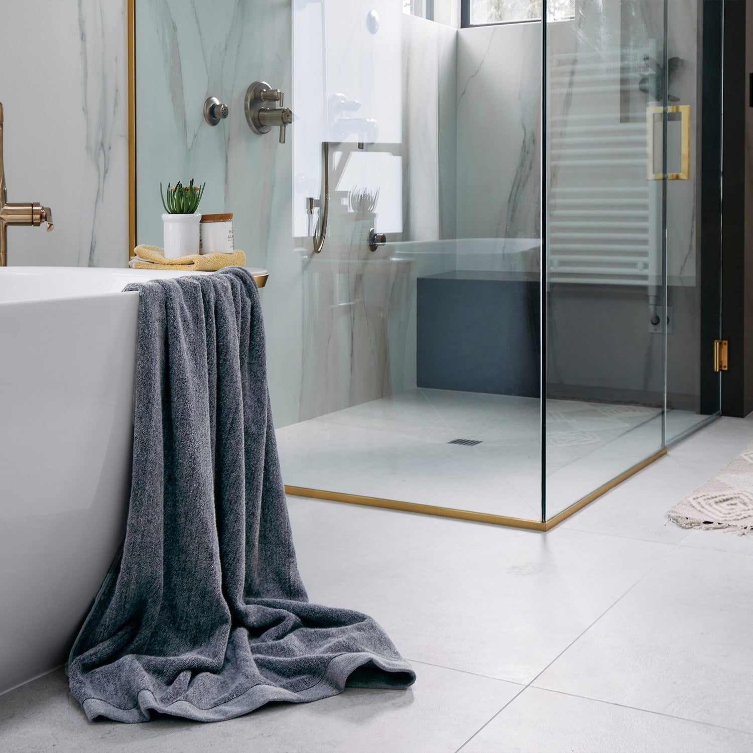 Melange Bamboo Cotton Bath Sheet / Beach Towel - Charcoal