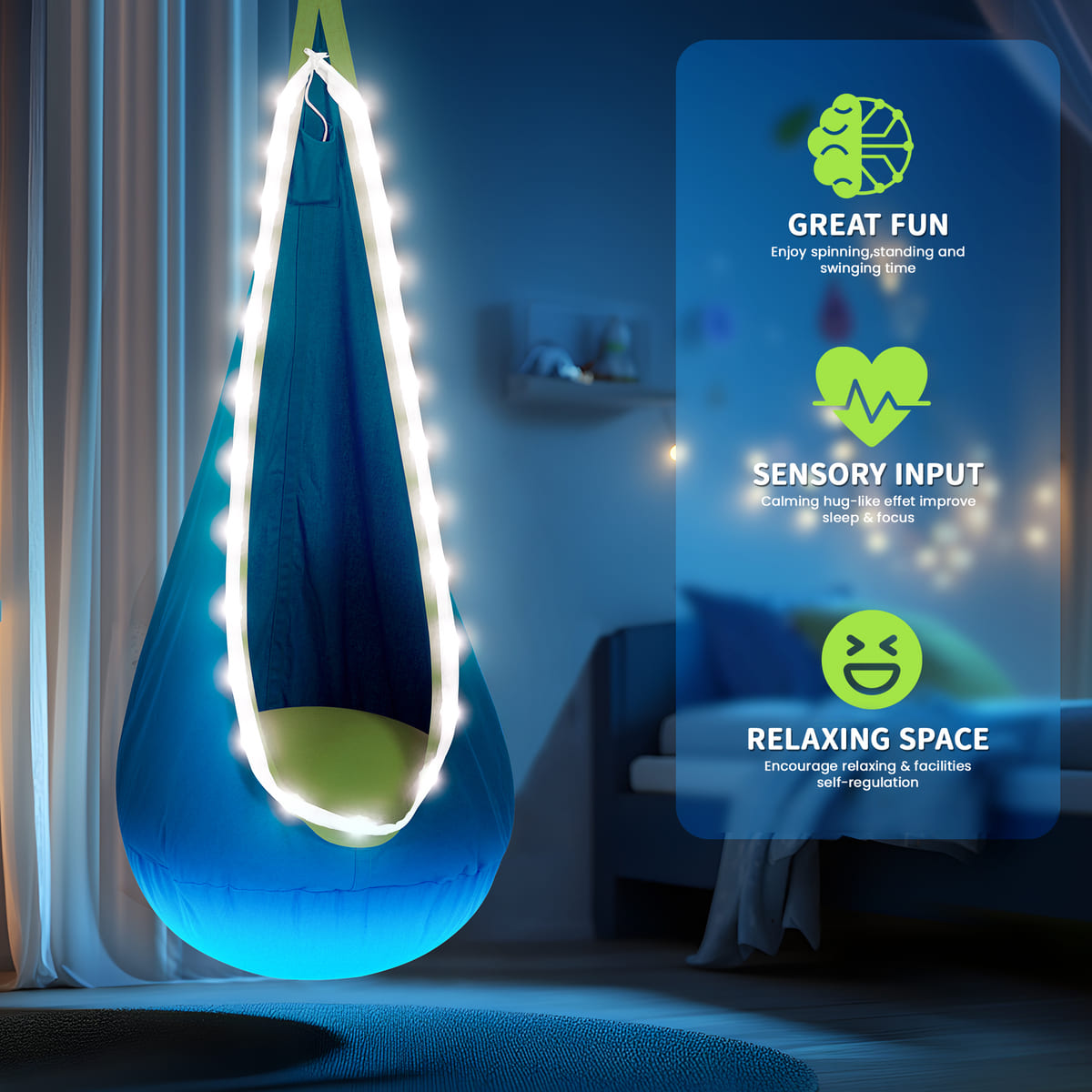 Outree Light Up Kids Sensory Swing