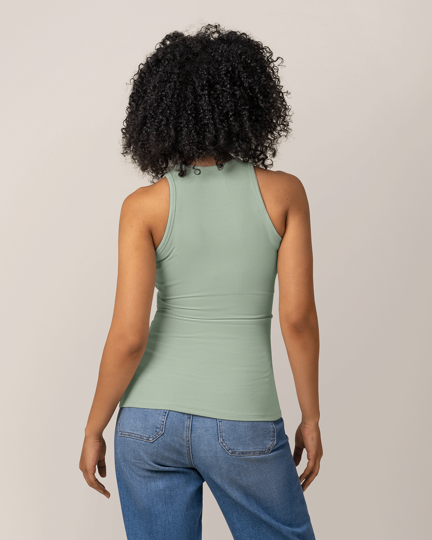 Ribbed Bamboo Racerback Nursing Tank | Aqua Mist