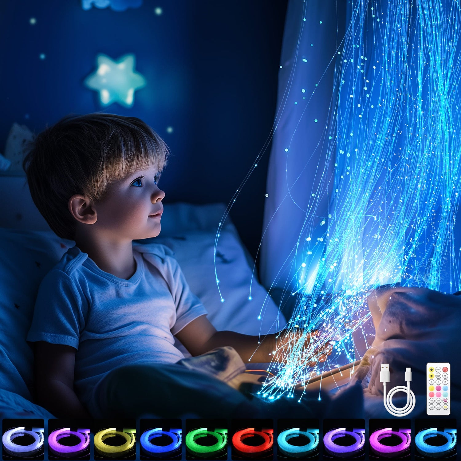 Outree Fiber Optic Sensory Light, Calming & Rechargeable