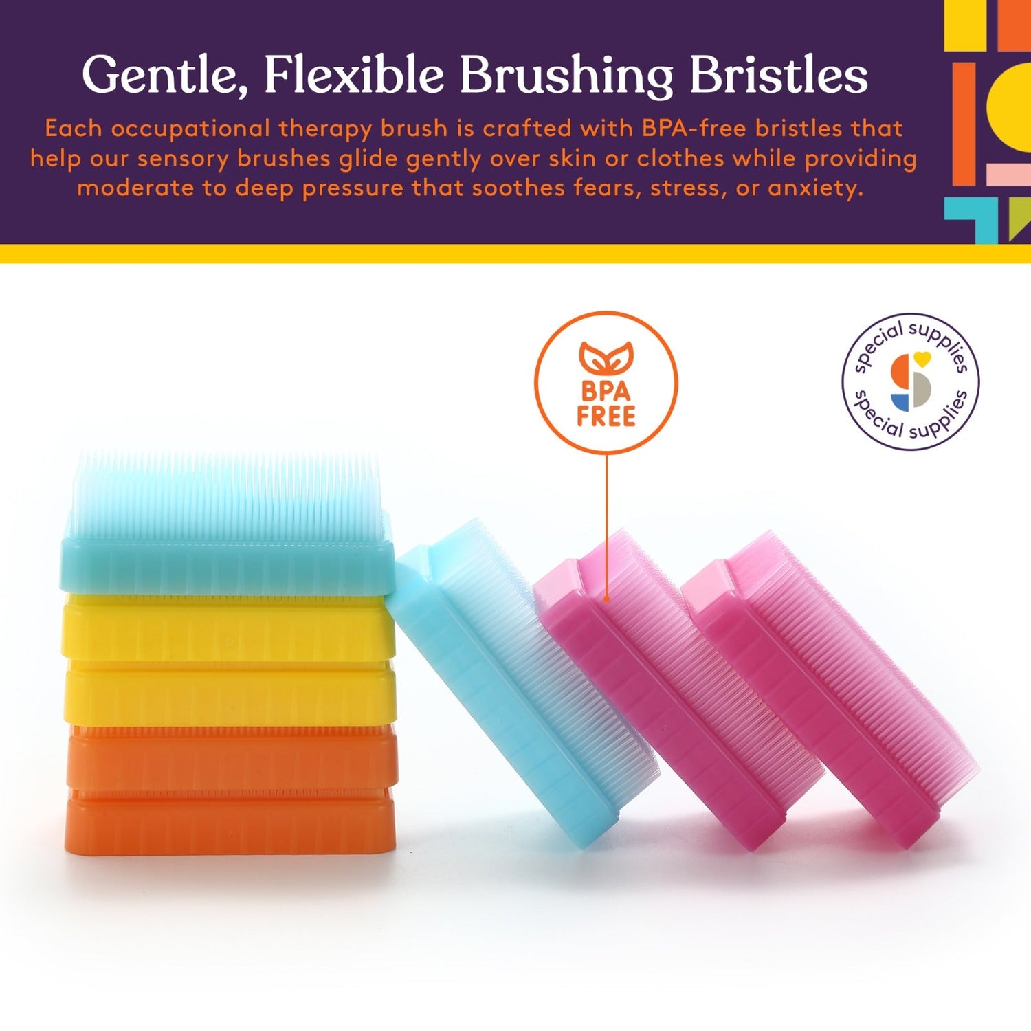 Therapressure Sensory Brush (Primary Colors): 8 Pack