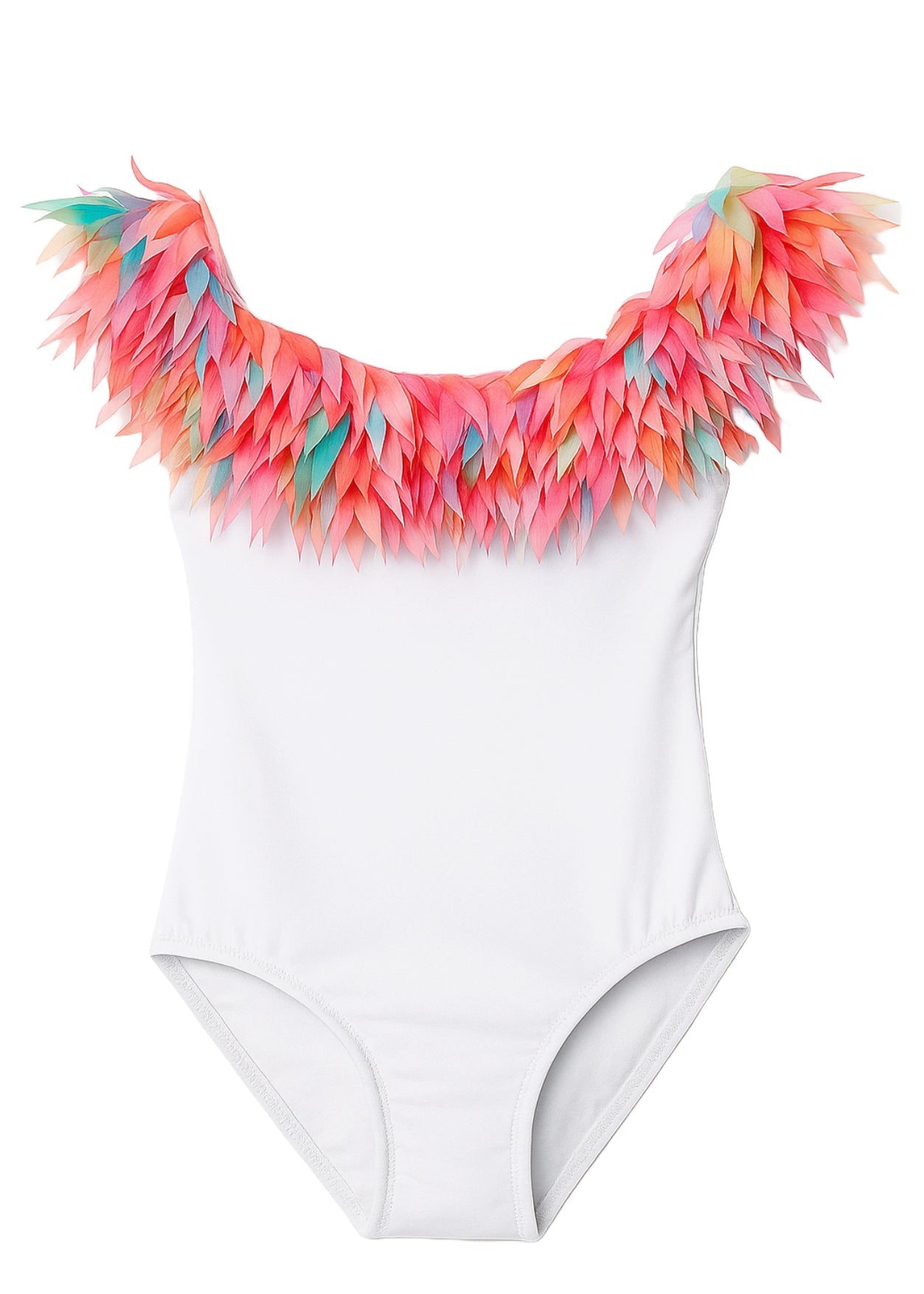 White Swimsuit with Sugar Skies Petals