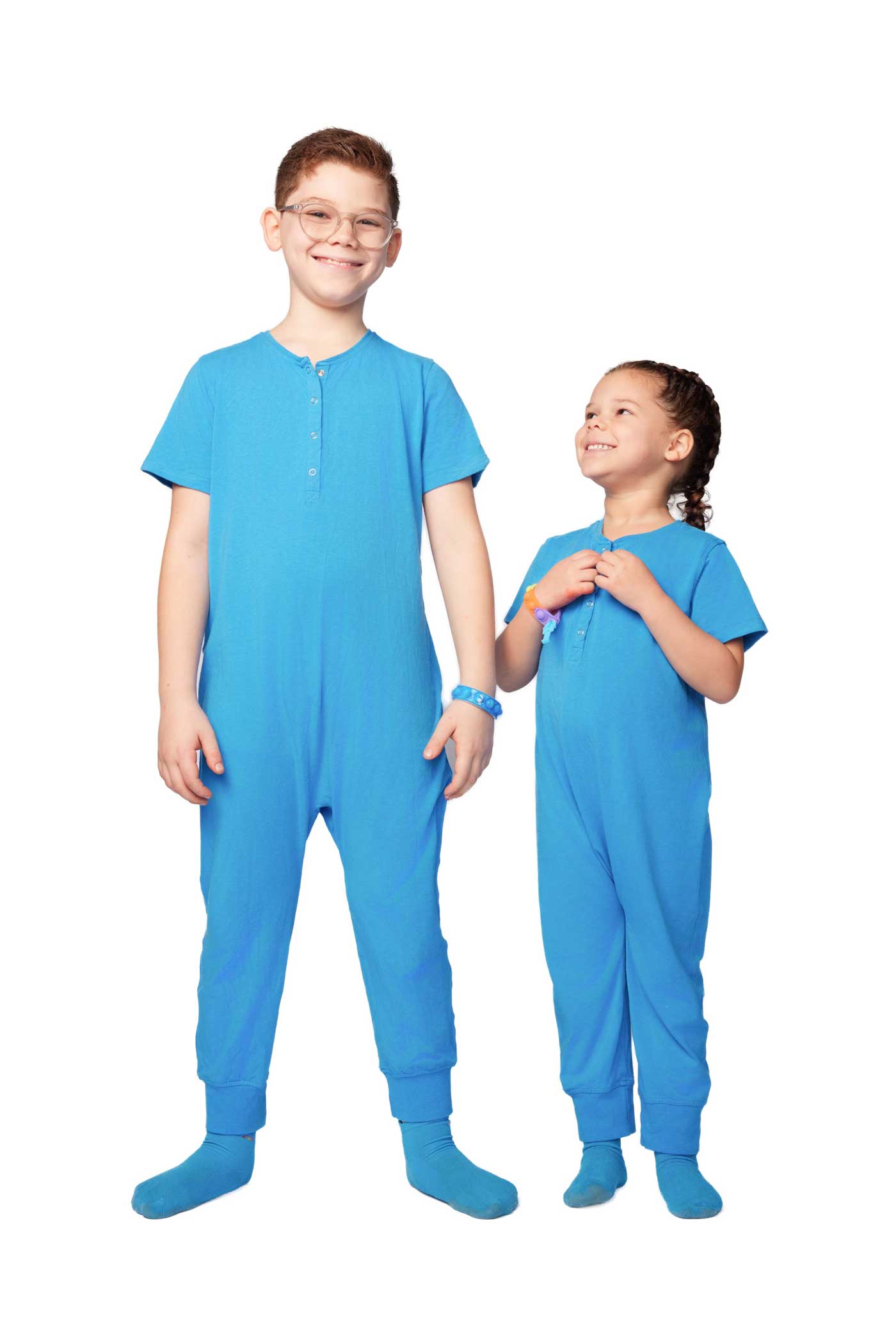 Ultimate Comfort Playsuit w Chewy Sensory Bracelet- BLUE