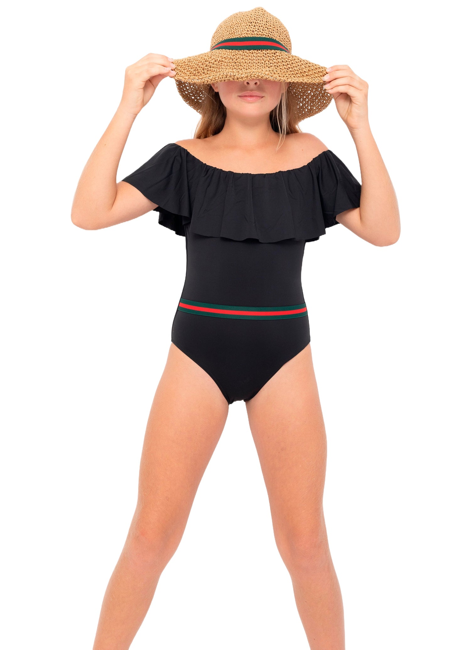 Black Swimsuit with Belt